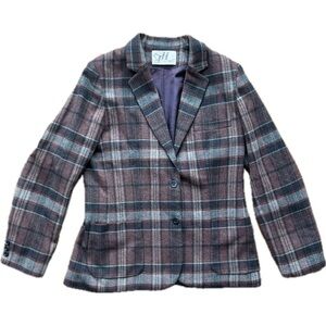 JH Collectibles Wool Vintage Plaid Blazer with Button Closure Medium*